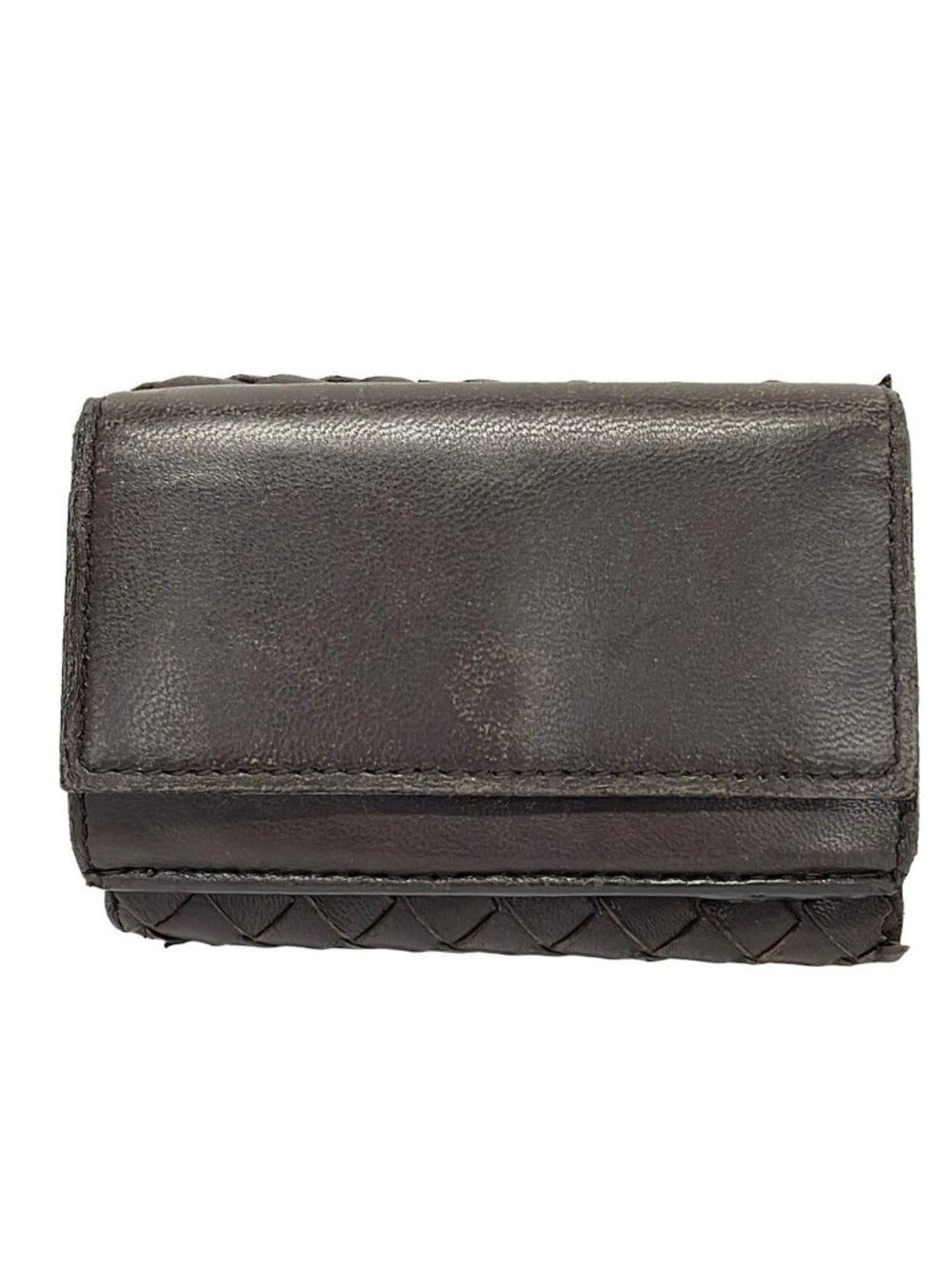 Bottega Veneta 3 Fold Wallet Intre Chart Dark Brown Leather